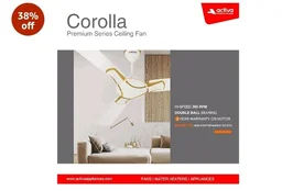 ACTIVA Corolla 1200mm Ceiling Fan Pack of 2 | 390 RPM High Speed Air Delivery | 50W Energy Efficient Motor | Ceiling Fan For Living Room, Large Sweep Pearl Ivory | Home Office Use