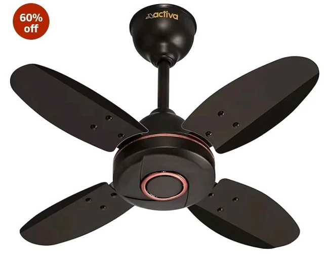 ACTIVA Ornet 600mm Ceiling Fan for Kitchen & Small Rooms | 4 Blade High Speed Fan | 850 RPM Powerful Air Delivery | Anti-Dust Coating | Energy Efficient Ceiling Fan | 2 Years Warranty | Smoke Brown