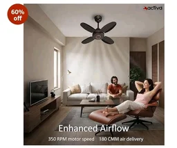 ACTIVA Ornet 600mm Ceiling Fan for Kitchen & Small Rooms | 4 Blade High Speed Fan | 850 RPM Powerful Air Delivery | Anti-Dust Coating | Energy Efficient Ceiling Fan | 2 Years Warranty | Smoke Brown