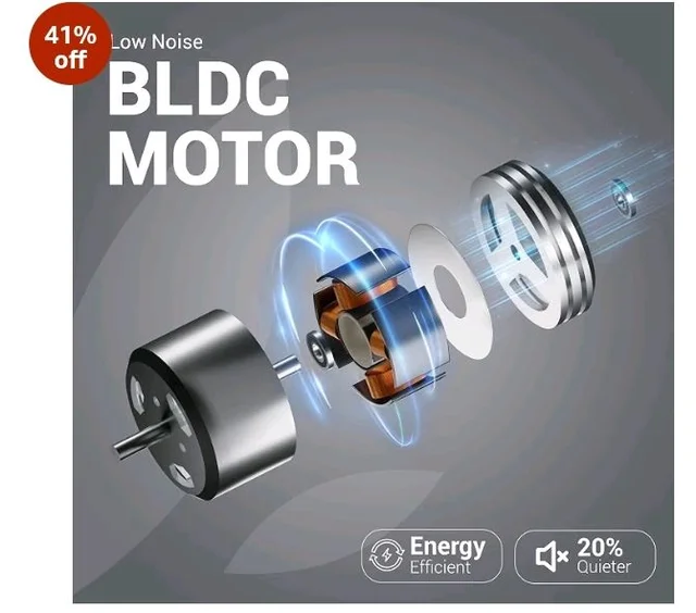 Dylect® Briza Clip Mate Rechargeable Fan | 2000mAh Battery | 8H Runtime | TruSilent BLDC Motor | 3-Speed | 360° Rotation | MICRO-B | Clip & Wall-Mount Fan | Home/Office/Travel | Steel Grey