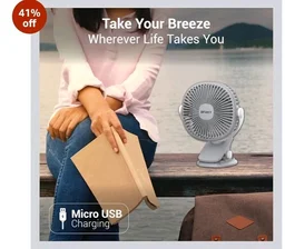 Dylect® Briza Clip Mate Rechargeable Fan | 2000mAh Battery | 8H Runtime | TruSilent BLDC Motor | 3-Speed | 360° Rotation | MICRO-B | Clip & Wall-Mount Fan | Home/Office/Travel | Steel Grey
