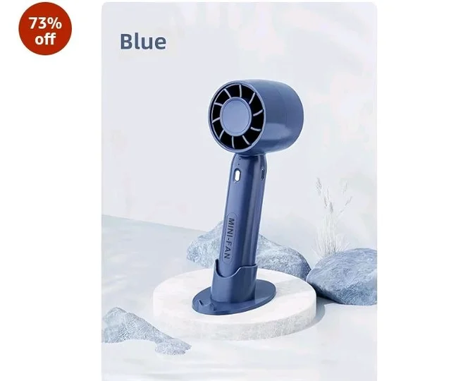 vivinin Mini Fan Portable Fan Rechargeable Mini Handheld Fan USB Rechargeable Fan Portable Pocket Fan Folding Fan Tools multicolour Rechargeable Battery USB Desk and Crafts (Blue)