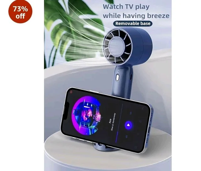 vivinin Mini Fan Portable Fan Rechargeable Mini Handheld Fan USB Rechargeable Fan Portable Pocket Fan Folding Fan Tools multicolour Rechargeable Battery USB Desk and Crafts (Blue)
