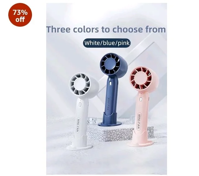 vivinin Mini Fan Portable Fan Rechargeable Mini Handheld Fan USB Rechargeable Fan Portable Pocket Fan Folding Fan Tools multicolour Rechargeable Battery USB Desk and Crafts (Blue)