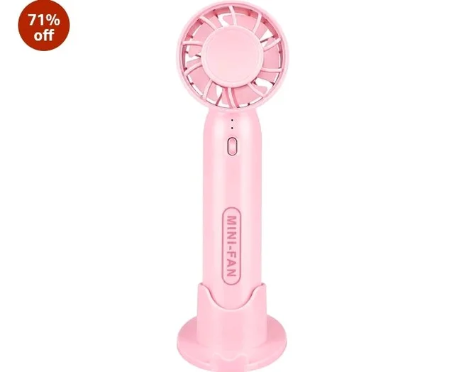 vivinin Mini Fan Portable Fan Rechargeable Mini Handheld Fan USB Rechargeable Fan Portable Pocket Fan Folding Fan Tools multicolour Rechargeable Battery USB Desk and Crafts (Pink)