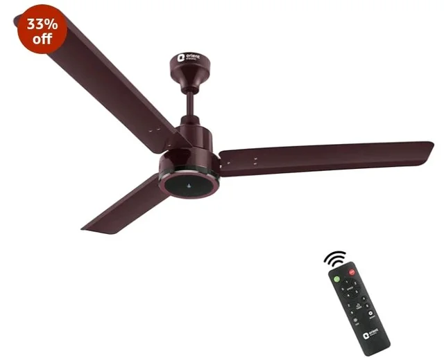 Orient Electric 1200 mm Zeno BLDC | BLDC energy saving ceiling fan with Remote |BEE 5-star rated | Saves up to 50% on electricity bills | 3-year warranty by Orient | Brown, pack of 1
