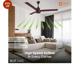 Orient Electric 1200 mm Zeno BLDC | BLDC energy saving ceiling fan with Remote |BEE 5-star rated | Saves up to 50% on electricity bills | 3-year warranty by Orient | Brown, pack of 1