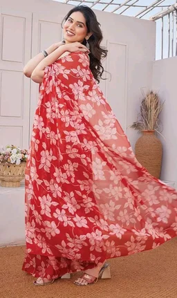 MIRCHI FASHION Saree for Woman Chiffon Floral Printed | Lightweight Comfortable Daily Wear Women's Sari with Unstitched Blouse Piece (Available in 15 Colors)