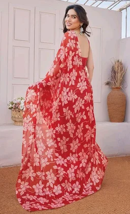 MIRCHI FASHION Saree for Woman Chiffon Floral Printed | Lightweight Comfortable Daily Wear Women's Sari with Unstitched Blouse Piece (Available in 15 Colors)
