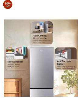 Haier 237 L 2 Star Frost Free Twin Inverter Double Door Bottom Mount Refrigerator with Extra Spacious 2X Veg Box (HEB-242EGSA-P, Moon Silver, 2026 Model)