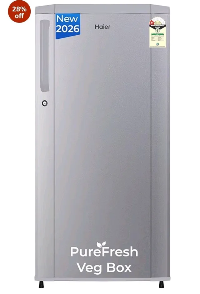Haier 165 L 1 Star Direct Cool Single Door Refrigerator with Diamond Edge Freezing Technology, Easy Clean Back, Large Vegetable Box (HED-171MSA-P, Moon Silver, 2026 Model)
