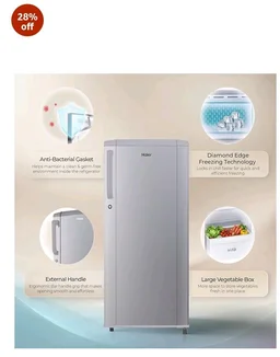 Haier 165 L 1 Star Direct Cool Single Door Refrigerator with Diamond Edge Freezing Technology, Easy Clean Back, Large Vegetable Box (HED-171MSA-P, Moon Silver, 2026 Model)