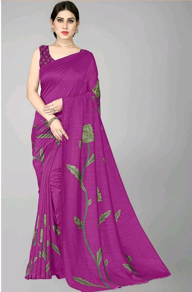 MIRCHI FASHION Women Saree | Vichitra Silk Floral Printed Comfortable Daily Wear Sari with Blouse