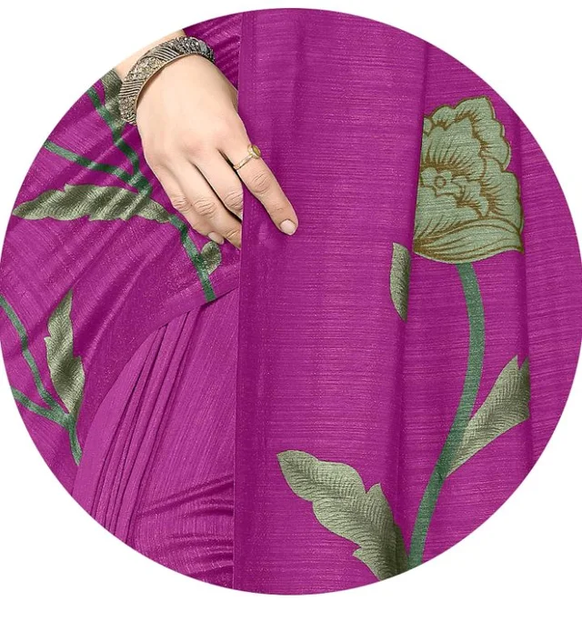 MIRCHI FASHION Women Saree | Vichitra Silk Floral Printed Comfortable Daily Wear Sari with Blouse