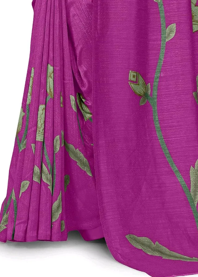 MIRCHI FASHION Women Saree | Vichitra Silk Floral Printed Comfortable Daily Wear Sari with Blouse