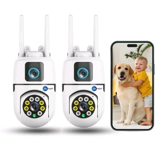 Maizic Smarthome Dual Lens Mini Fox WiFi CCTV Camera, Pack of 2
2+2 MP, PTZ & Fixed View, AI Motion Detection, Color Night Vision, Two-Way Audio, App Remote Access
