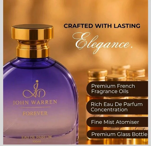 JOHN WARREN FOREVER Luxury Perfume For Women, Long-Lasting Eau De Parfum with Pear, Cinnamon, Jasmine, Vanilla and Coffee, Fresh & Strong Everyday Fragrance-
