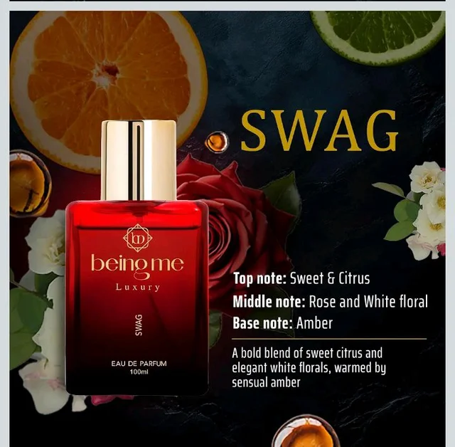 Being Me SWAG Long Lasting Perfume for Men | EDP 100ml
Sweet Citrus & White Floral with Sensual Amber, Best Perfume for Men, Luxury Mens Perfume, Eau de Parfum for Office & Party
51%
off