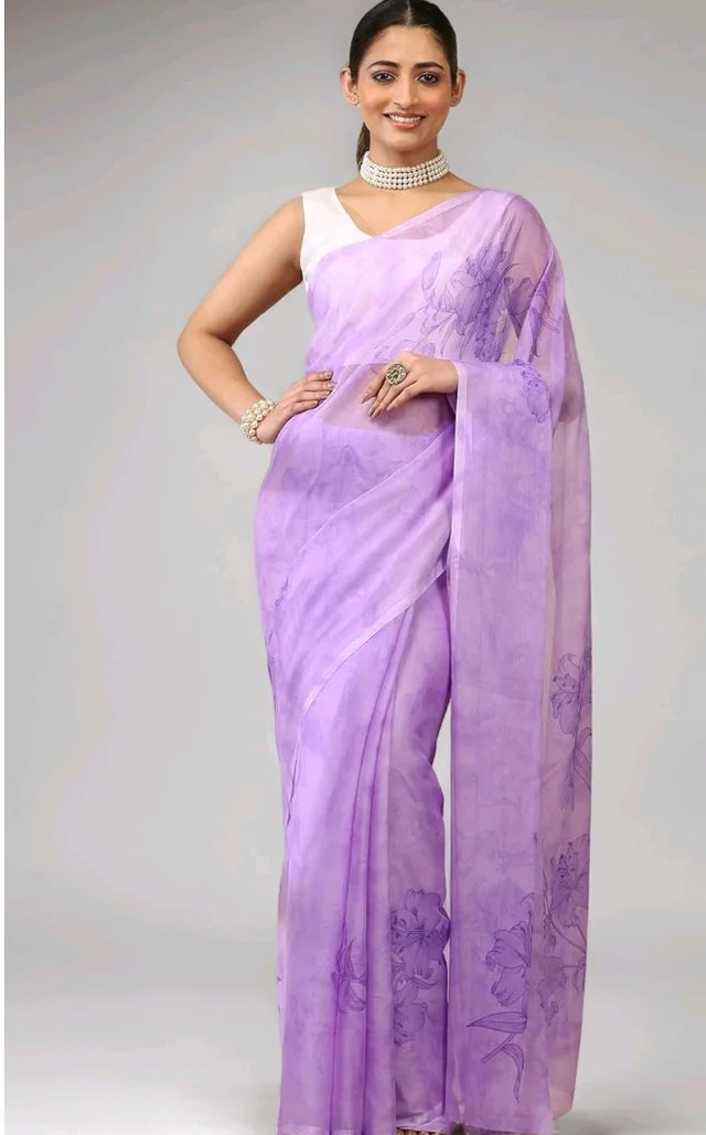 Garden Vareli Floral Print Georgette Saree