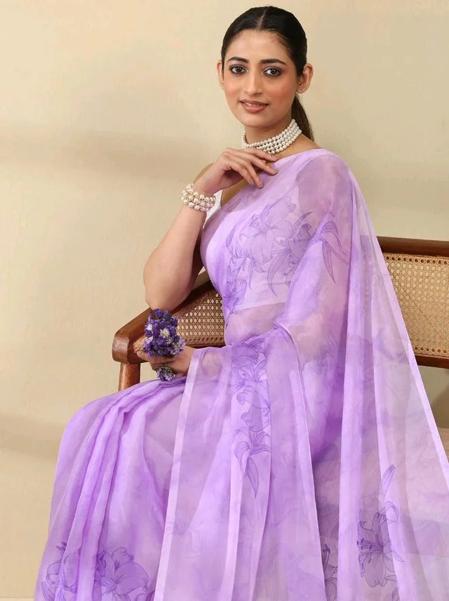 Garden Vareli Floral Print Georgette Saree