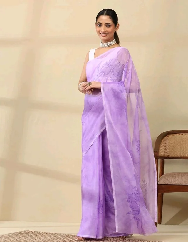 Garden Vareli Floral Print Georgette Saree