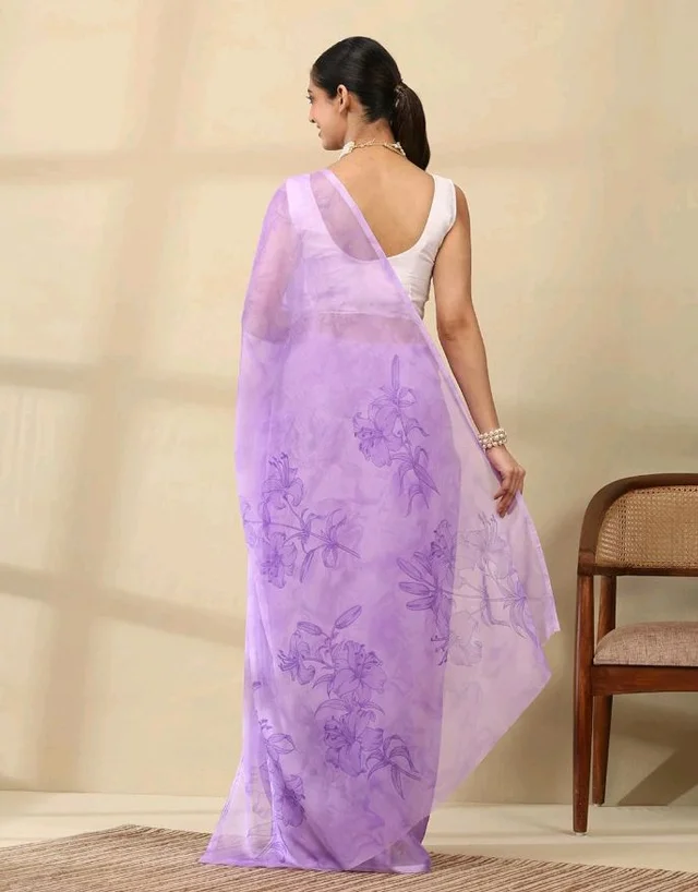 Garden Vareli Floral Print Georgette Saree