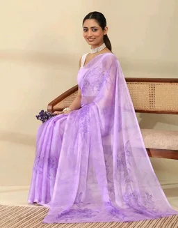 Garden Vareli Floral Print Georgette Saree