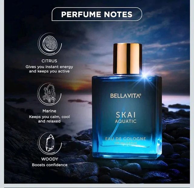 Bella Vita Luxury Skai Aquatic Unisex Eau De Cologne Liquid With Bergamot, Lavender & Patchouli|Premium, Long Lasting Woody Fragrance For Men & Women, 100 Ml
2K+ bought in past month