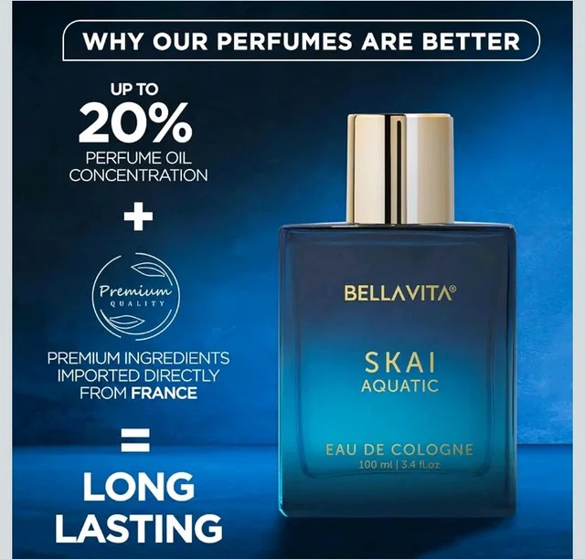Bella Vita Luxury Skai Aquatic Unisex Eau De Cologne Liquid With Bergamot, Lavender & Patchouli|Premium, Long Lasting Woody Fragrance For Men & Women, 100 Ml
2K+ bought in past month