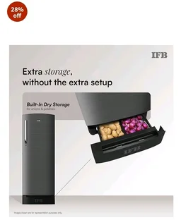 IFB 206L 5 Star Advanced Inverter Direct-Cool Single Door Refrigerator with 30 Hrs Cooling Retention, Big Vegetable Box, 4 Year Super Warranty & Base Stand (2026, IFBDC-232EYOSED, Onyx Grey)