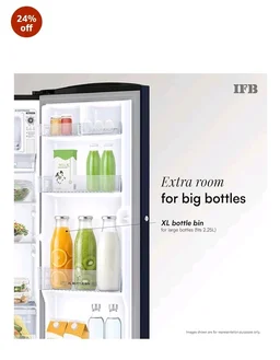 IFB 187L 5 Star Advanced Inverter Direct-Cool Single Door Refrigerator with 30 Hrs Cooling Retention, Big Vegetable Box, 4 Year Super Warranty & Base Stand (2026, IFBDC-213EYBNED, Divine Bliss Blue)