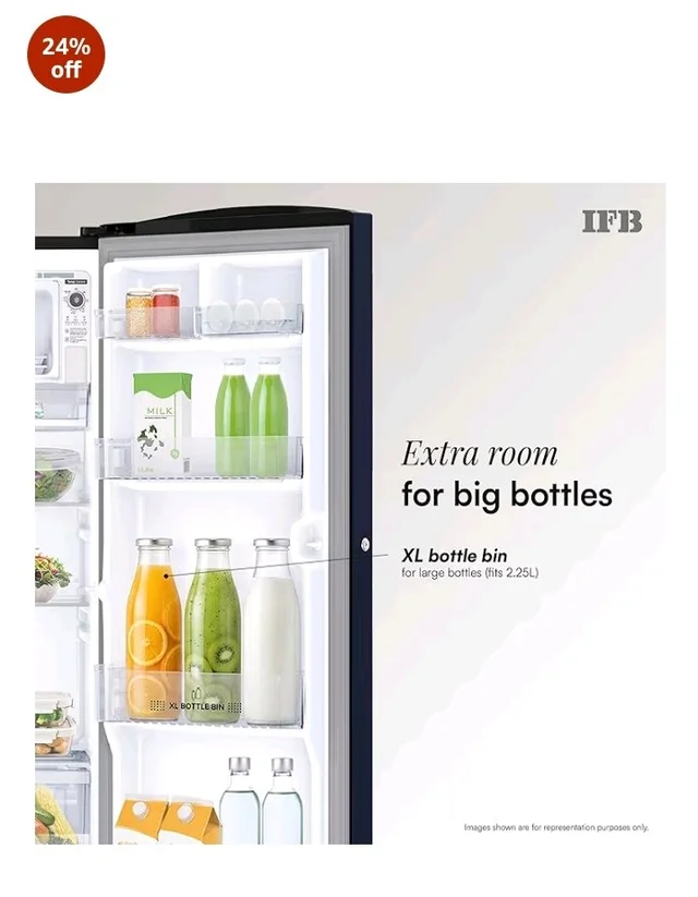 IFB 187L 5 Star Advanced Inverter Direct-Cool Single Door Refrigerator with 30 Hrs Cooling Retention, Big Vegetable Box, 4 Year Super Warranty & Base Stand (2026, IFBDC-213EYBNED, Divine Bliss Blue)
