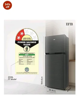 IFB 241L 2 Star 10-in-1 Convertible, Advanced Inverter Frost-Free Double Door Refrigerator with 30 Hrs Cooling Retention, Turbo Freeze & 4 Year Super Warranty (2026, IFBFF-291BYOSET, Onyx Grey)