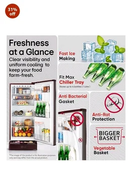 LG 185 L, 4 Star, Smart Inverter, Direct Cool Single Door Refrigerator (GLD1945ZOSE, Scarlet Euphoria, Base stand with Drawer)
