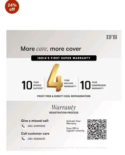 IFB 187L 4 Star Advanced Inverter Direct-Cool Single Door Refrigerator with 30 Hrs Cooling Retention, Big Vegetable Box, 4 Year Super Warranty & Base Stand (2026, IFBDC-213DYBPED,Paradise Dream Blue)
24%
off