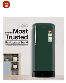 LG 201 L, 5 Star, Smart Inverter, Direct Cool Single Door Refrigerator (GLD2156ZHEG, Emerald Green, Base stand with Drawer)