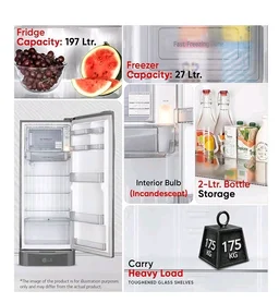 LG 224 L, 5 Star, Smart Inverter, Direct Cool Single Door Refrigerator (GLD2356ZAPZ, Shiny Steel, Base stand with Drawer)