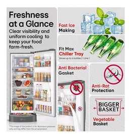 LG 224 L, 5 Star, Smart Inverter, Direct Cool Single Door Refrigerator (GLD2356ZAPZ, Shiny Steel, Base stand with Drawer)