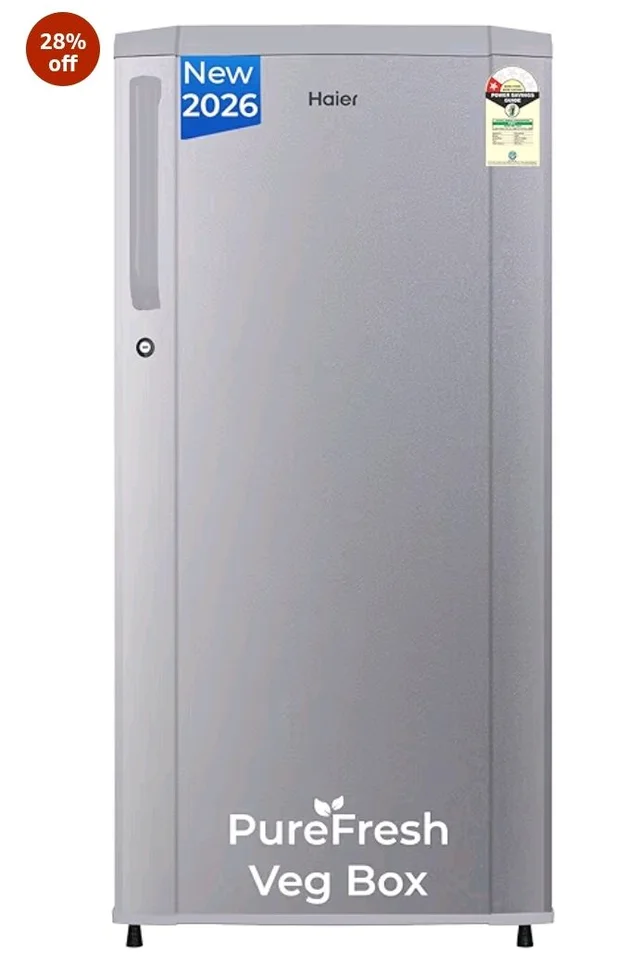 Haier 165 L 1 Star Direct Cool Single Door Refrigerator with Diamond Edge Freezing Technology, Easy Clean Back, Large Vegetable Box (HED-171MSA-P, Moon Silver, 2026 Model)