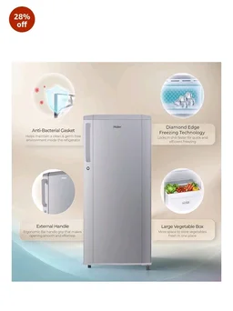 Haier 165 L 1 Star Direct Cool Single Door Refrigerator with Diamond Edge Freezing Technology, Easy Clean Back, Large Vegetable Box (HED-171MSA-P, Moon Silver, 2026 Model)