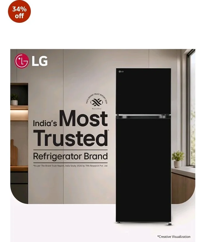 LG 276 L, 2 Star, Smart Inverter, Smart & Dairy Mode, Frost-Free Double Door Convertible Refrigerator (GLT2826XWOB, Onyx Black, Multi Air Flow & Convertible Space for More Storage, 2026 Model)