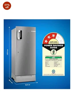 Bosch 207 L, 3 star, Direct-Cool Single Door Refrigerator | 18 Hrs Cooling Retention | 2.5X Faster Cooling | Spacious Multi Box | XL Dry Storage | SuperFreeze (2026 model, CST20S23VI, Fine Steel)