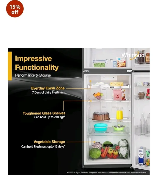 Whirlpool 308 L 3 Star Convertible Frost Free inverter Double Door Refrigerator (IF INV 355 LUNAR STEEL(3S) CONV-Y, 2026 Model)