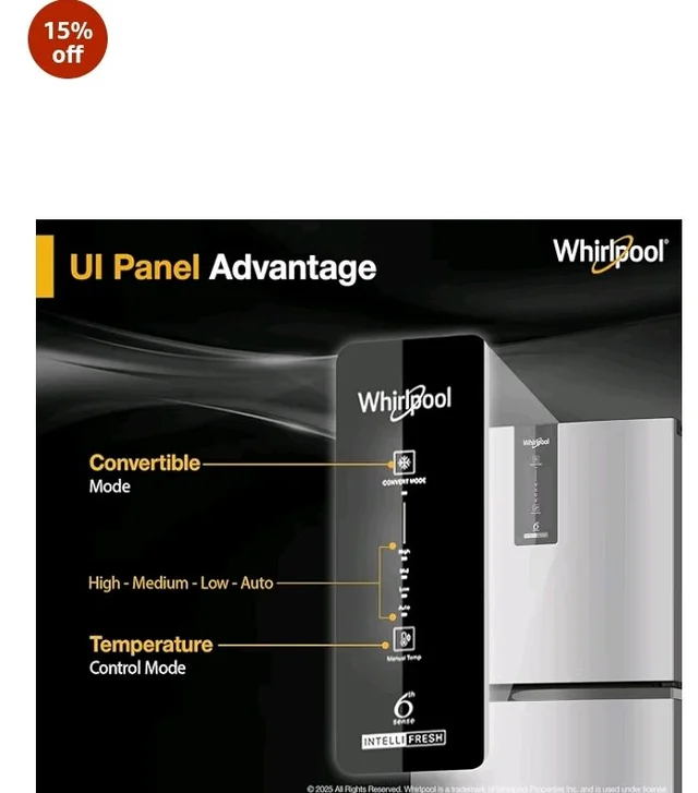 Whirlpool 308 L 3 Star Convertible Frost Free inverter Double Door Refrigerator (IF INV 355 LUNAR STEEL(3S) CONV-Y, 2026 Model)