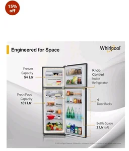 Whirlpool 235 L 2 Star Frost-free inverter Double Door Refrigerator (NEO SP278 PRM LUNAR BLACK(2S)-Y, 2026 Model)
15%
off