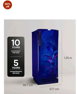 Godrej 185L 5 Star with 5 Years Comprehensive Warranty, 24 Days Farm Freshness, 22L Jumbo Vegetable Tray, Base Drawer Direct Cool Single Door Refrigerator (RD 195EN TDI MN BL, Marine Blue)
66%
off