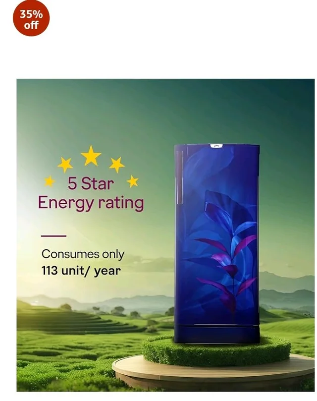 Godrej 185 L 5 Star 5 Years Comprehensive New Launch Turbo Cooling Technology Toughened Glass Shelves Large Shelve Space Single Door Refrigerator (2026 Model, RD 195EN TAI MN BL, Marine Blue)
35%
off