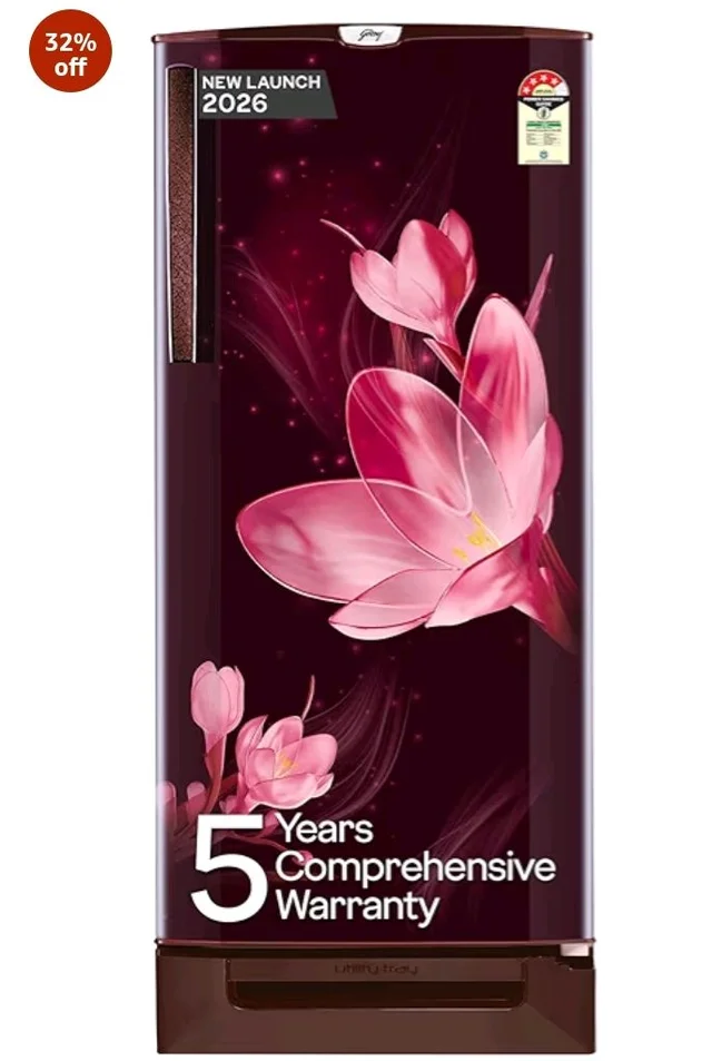Godrej 185 L 5 Star with 5 Years Comprehensive Warranty New Launch | Advanced Capillary Technology | Toughened Glass Shelves | Direct Cool Single Door Refrigerator (RD 195EN TAI MY WN, Mystic Wine)
32%
off