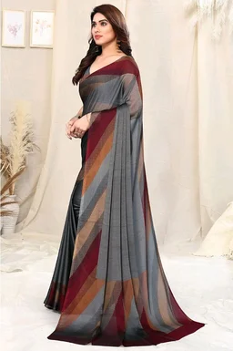 MIRCHI FASHION Women Saree Chiffon Chintz Motif | Breathable Lightweight Border Pallu Printed Sari for Office and Daily Use (Available in 15 designs)