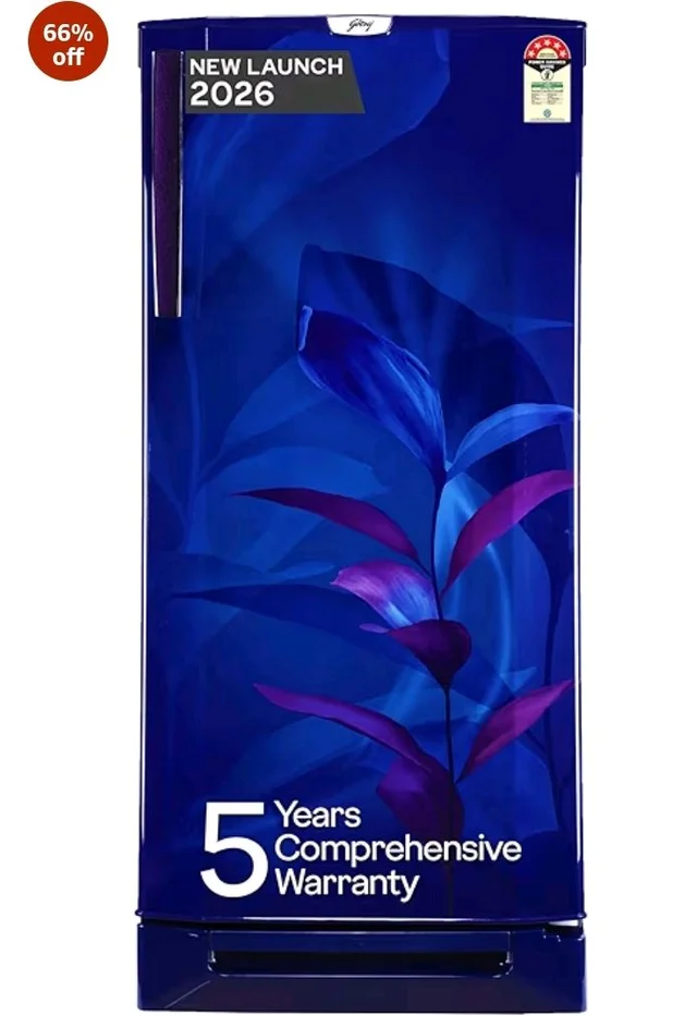 Godrej 185L 5 Star with 5 Years Comprehensive Warranty, 24 Days Farm Freshness, 22L Jumbo Vegetable Tray, Base Drawer Direct Cool Single Door Refrigerator (RD 195EN TDI MN BL, Marine Blue)
66%
off